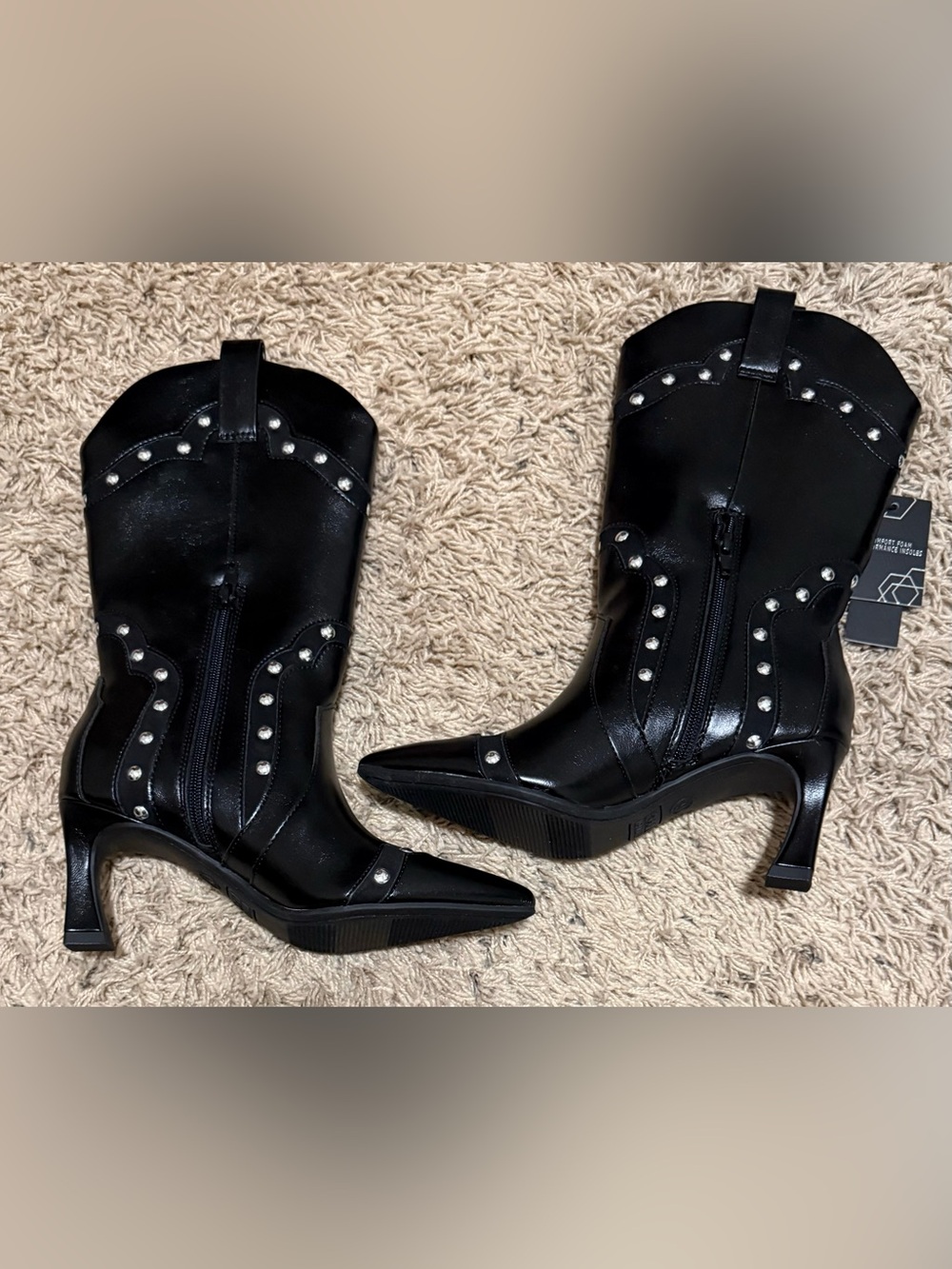 Madden NYC Women's Studded 2.7 Inch Heeled Western Boots Size: 6